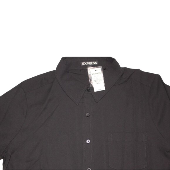 Express Women's Long Sleeve Button-up Black Shirt NWT Size M - Picture 2 of 4